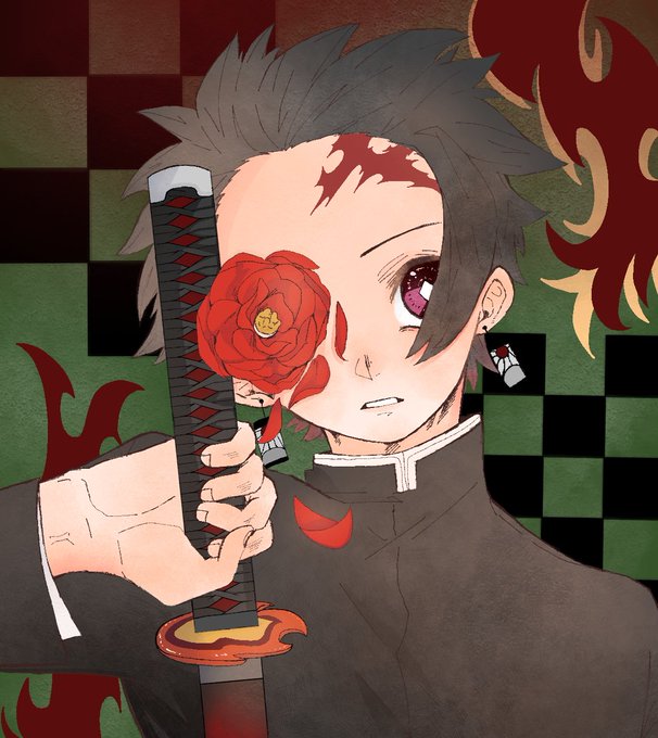 花咲林檎さんがTwitterに投稿した竈門炭治郎(鬼滅の刃)のイラスト。