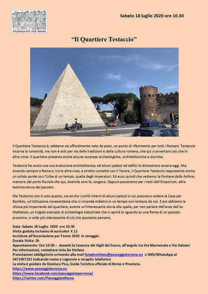 passeggiateroma.eu Questo sabato mattina, 18 Luglio, siamo pronti per visitare il celebre e storico quartiere #Testaccio, guidati dalla guida turistica locale @Gianlucapica91. Un'occasione per conoscere meglio una delle zone più tradizionali di #Roma! #romeisus #rome #tour