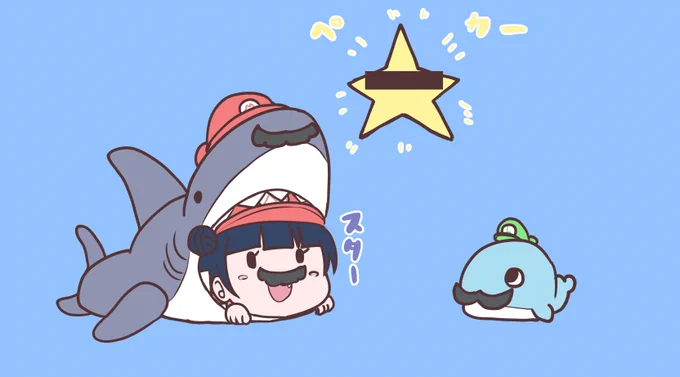 落書き「よしこサメとポエポエ、スーパースターときいて」 