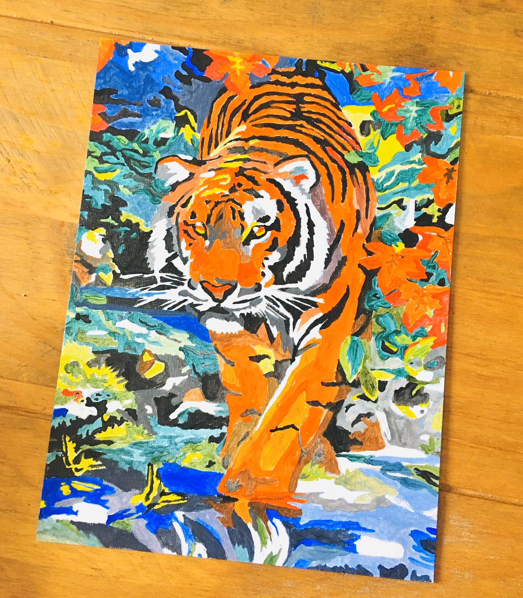 MrsBeckKMPA's tweet photo. For those of you who know me, you will know that I love tigers!! I’ve been meaning to finish this painting and I finally finished it this morning! 🐅🎨🖌 @kestrelmead #TMETaskmaster https://t.co/vsVDmW96p2