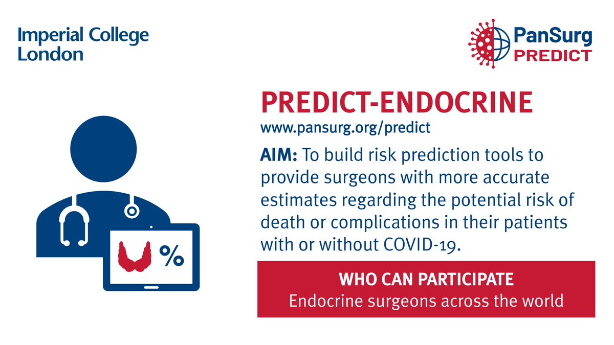 PanSurg's tweet photo. We have specific expansions for our PREDICT study in #surgical subspecialties and would love you to get involved!

#general, #endocrine, #orthopaedic, #cardiac #surgery

https://t.co/ErbP6K4HDx https://t.co/4oNacmcTXa