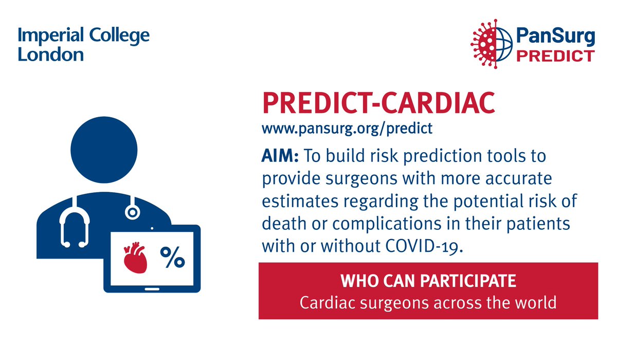 PanSurg's tweet photo. We have specific expansions for our PREDICT study in #surgical subspecialties and would love you to get involved!

#general, #endocrine, #orthopaedic, #cardiac #surgery

https://t.co/ErbP6K4HDx https://t.co/4oNacmcTXa