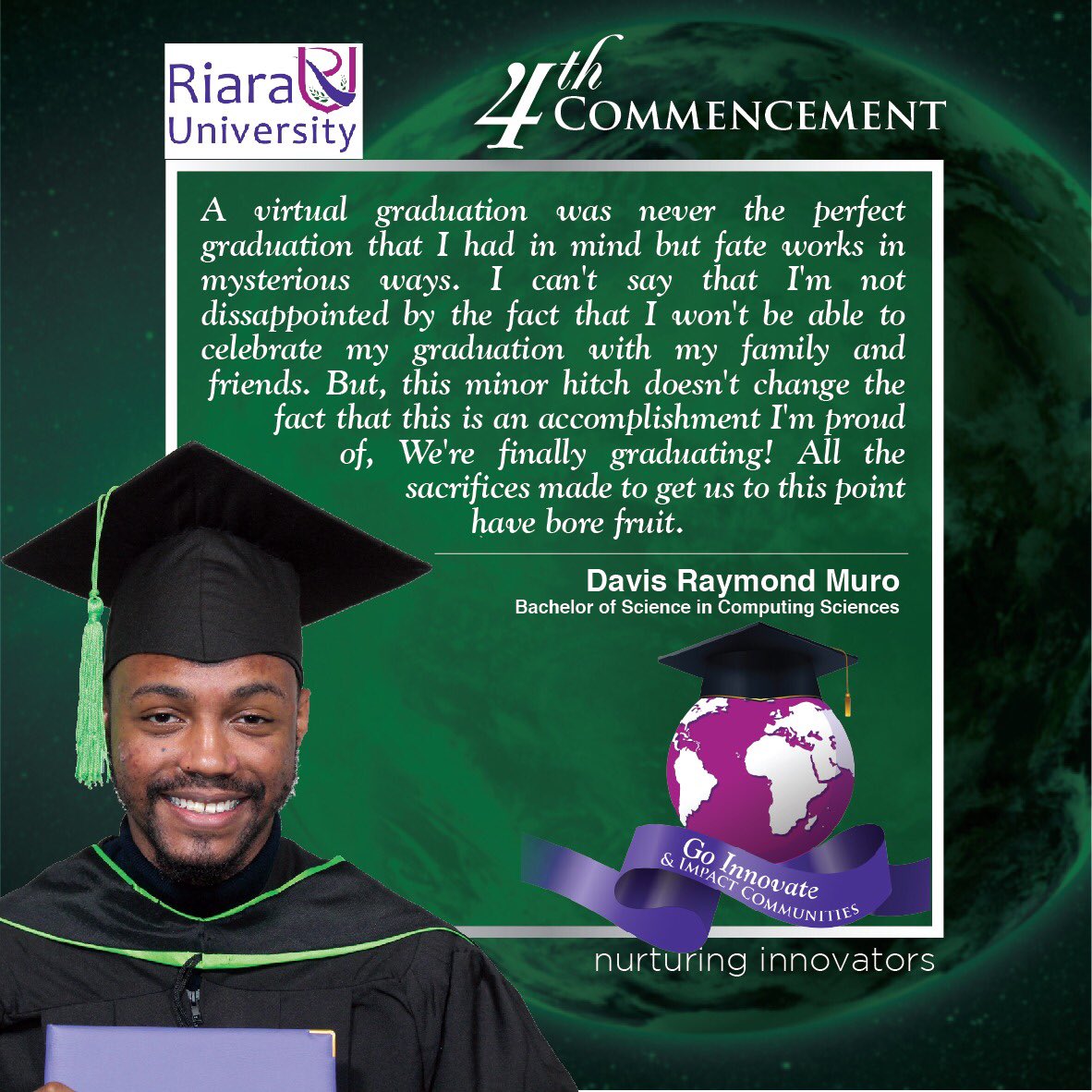 RiaraUniversity's tweet photo. Hats off to the graduating class of 2020.
#Classof2020
#GoInnovate https://t.co/ihygXw1m6o