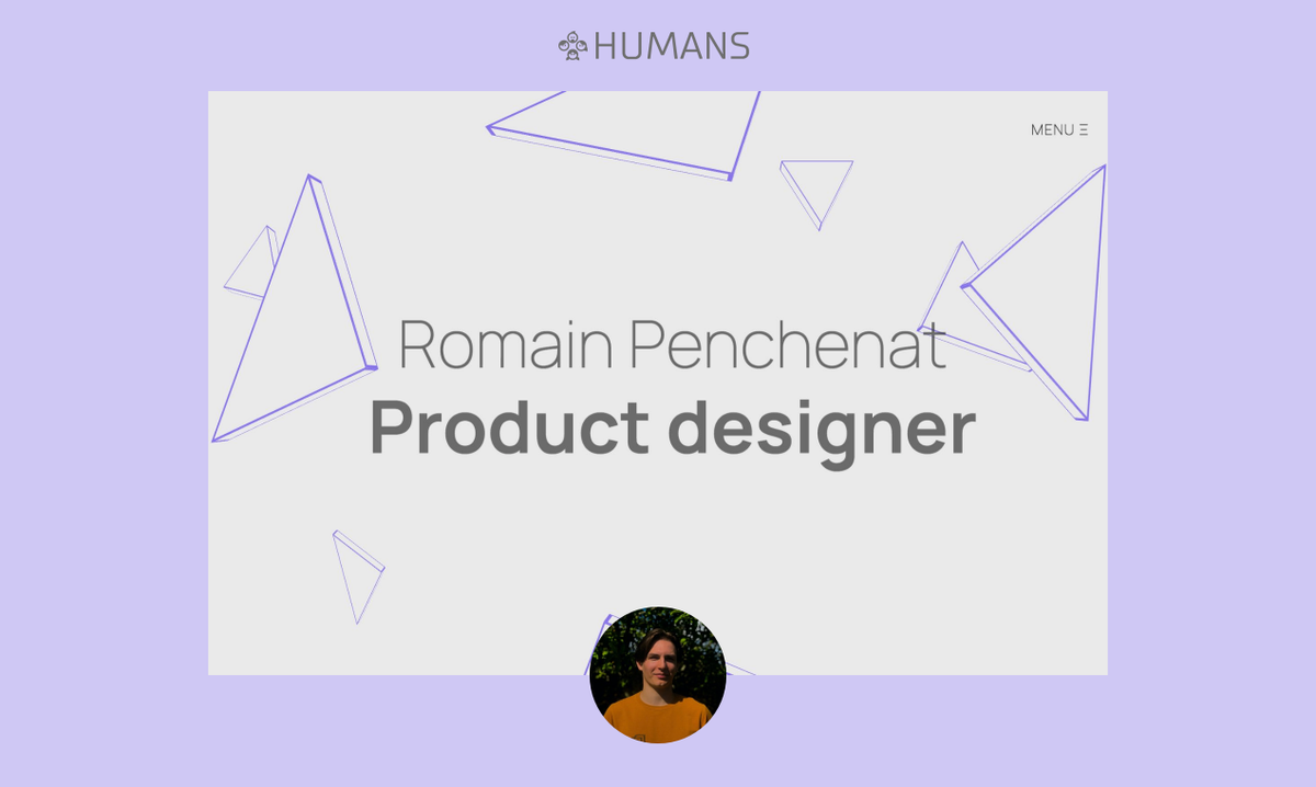 HumansFyi's tweet photo. 👋

Our personal site of the day goes to young French designer &amp; podcaster, @romainp_design.

Some very cool 3d animated stunts in his shiny new portfolio. Looks super promising. We liked it a lot! 👊

👀👉https://t.co/ycTvoLJalm

#humans #featured #3d #polygons #ParlonsDesign https://t.co/R0CjMHPXjN