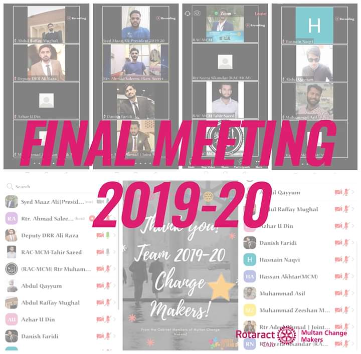 racmcmm's tweet photo. The Final Meeting of Rotaract Club of Multan Change Makers was called to order by Pres. 2019 Rtr. Syed Maaz Ali.We wish you a very best of luck for the upcoming tenure, and we also thank each and every one of you for your continuous support
#racmcm
#bringchangetogether
#racmcm https://t.co/qhWmU5oh8z