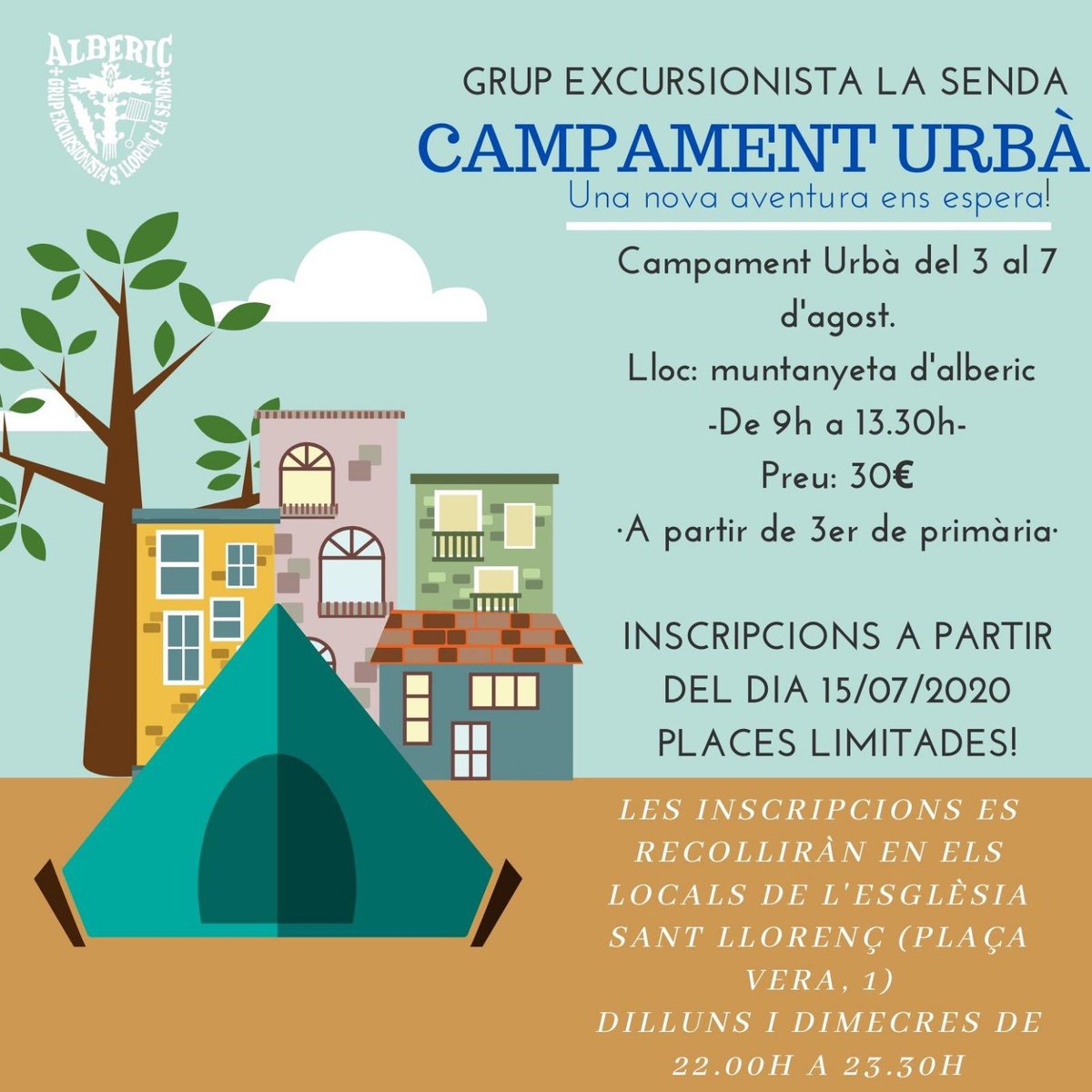 🛑 El Grup Excursionista La Senda Sant Llorenç Alberic informa: 

📢‼️ NOTICIA IMPORTANT!! Ja tenim molt prop el campament urbà 🏘️⛺🌳, es realitzarà seguint les indicacions actuals degut a la situació del Covid-19; així que anem a passar-vos la informació per a inscriure's