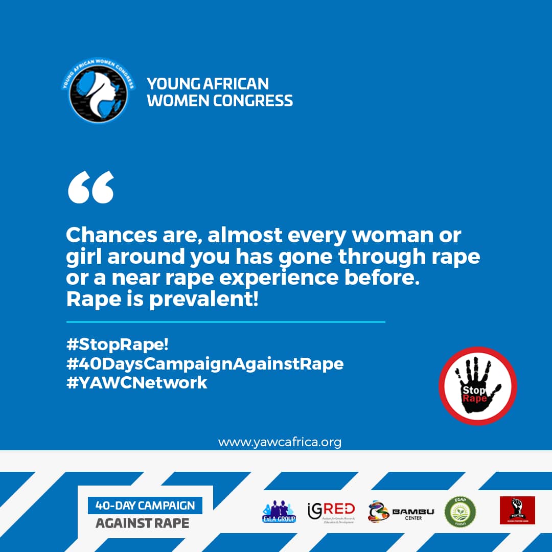 YAWCAfrica's tweet photo. Chances are, almost every woman or girl around you has gone through rape or a near rape experience before.
Rape is prevalent.
#StopRape!
#40DaysCampaignAgainstRape
#YAWCNetwork
#IGREDGhana
#BambuCenter
@EFLFighters
#ExLAGroupGenderProgramme
#ExLAGroupAgriculturalProgramme https://t.co/b0hd4kvXXO