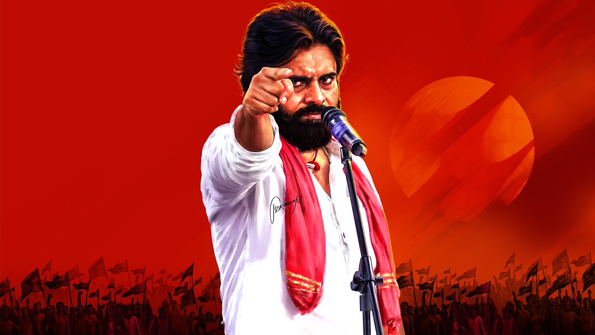 TrendPSPK's tweet image. Here's the digital art wallpaper for your screens, art by @tsskumaar!
#AdvanceHBDPawanKalyan