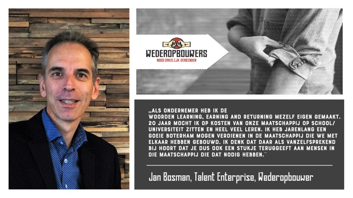 Ontmoet Jan Bosman van Talent Enterprise, Wederopbouwer.
Doe je mee? wederopbouwers.nl
#noodzakelijkverbinden #wederopbouwers #ondernemen