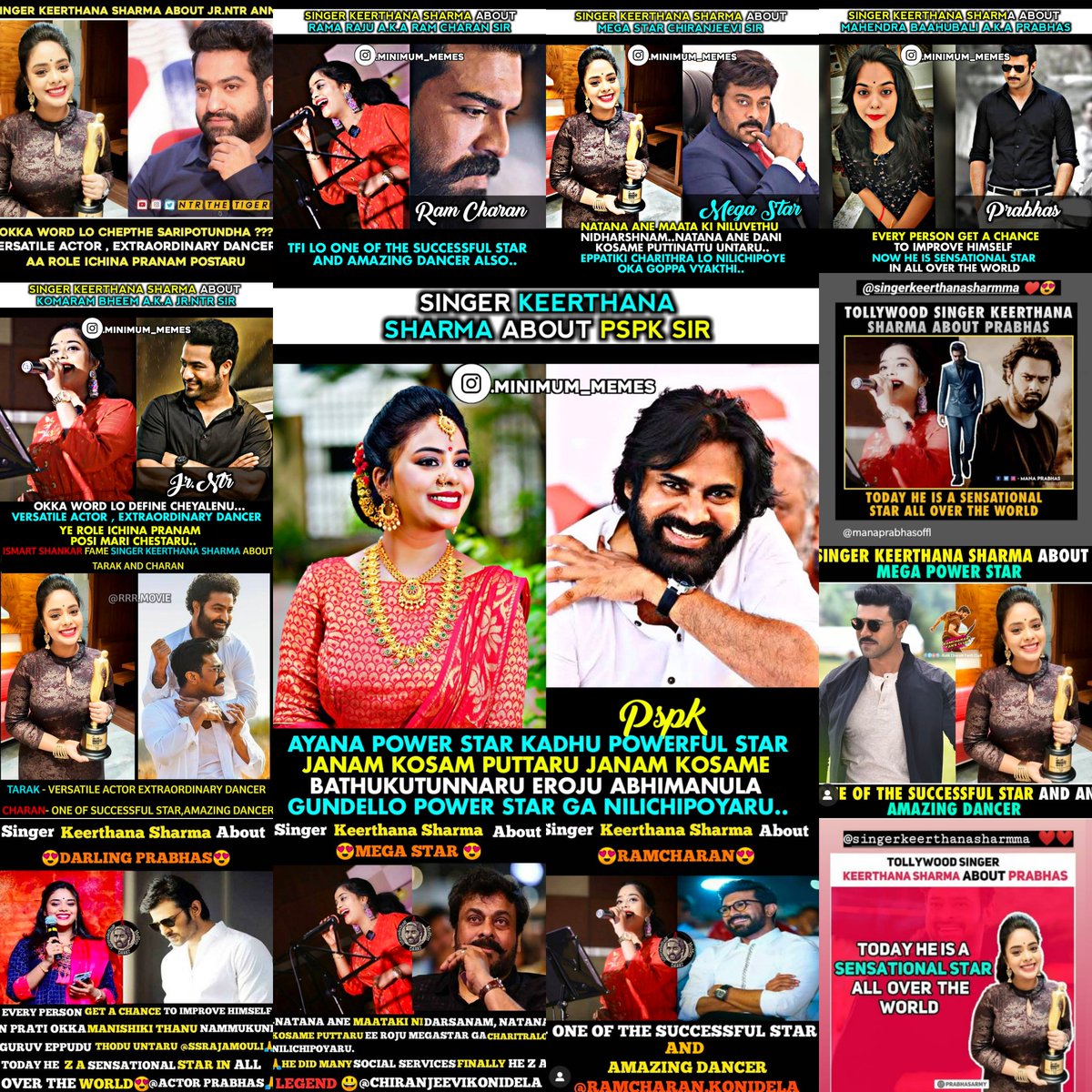 Thanqqqq so much to all d fans for collecting my words about star's n made my day very colorful 😍
.
@pawankalyan.konidela9 @tarak9999 @AlwaysRamCharan @PrabhasRaju @tarak9999 

Lot's of love to u all@sharmmasinger #singerkeerthanasharmma #keerthanasharmma❤