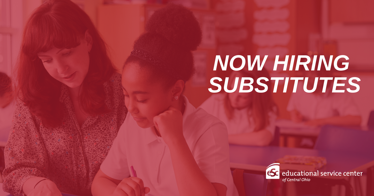 ESCCentralOhio's tweet photo. Interested in substituting for the 2020-2021 school year? 🍎 

We are hiring for multiple districts and our substitutes receive competitive pay 💰  - apply today! https://t.co/mK8II2o4wT https://t.co/YbZnoQwlIB