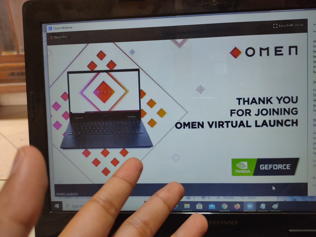 RidsalYH's tweet photo. Thank you @hanyaHPuntukku jadi ada pilihan tuk coba Omen 15 #OmenVirtualLaunch #PlayToProgress https://t.co/w1XZGne9dU