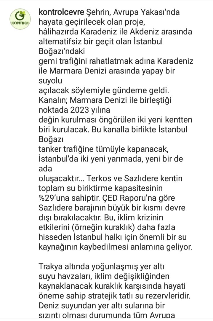 KontrolCevre's tweet photo. #Kanalİstanbul Riskleri ve Muhtemel Sonuçları https://t.co/cytzEqrJCT