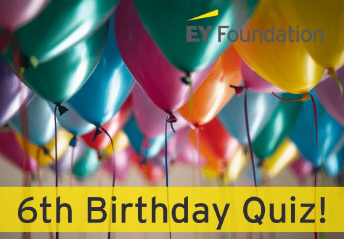 emswill91's tweet photo. It’s @EY_Foundation’s 6th birthday and we’re hosting a quiz to celebrate! Join us at 5pm, this Thursday, for an hour of fun trivia 🥳. Entry is free but donations will be gratefully received! Sign up here: https://t.co/WKb7FR2CNp https://t.co/eLg2Z2fzdL