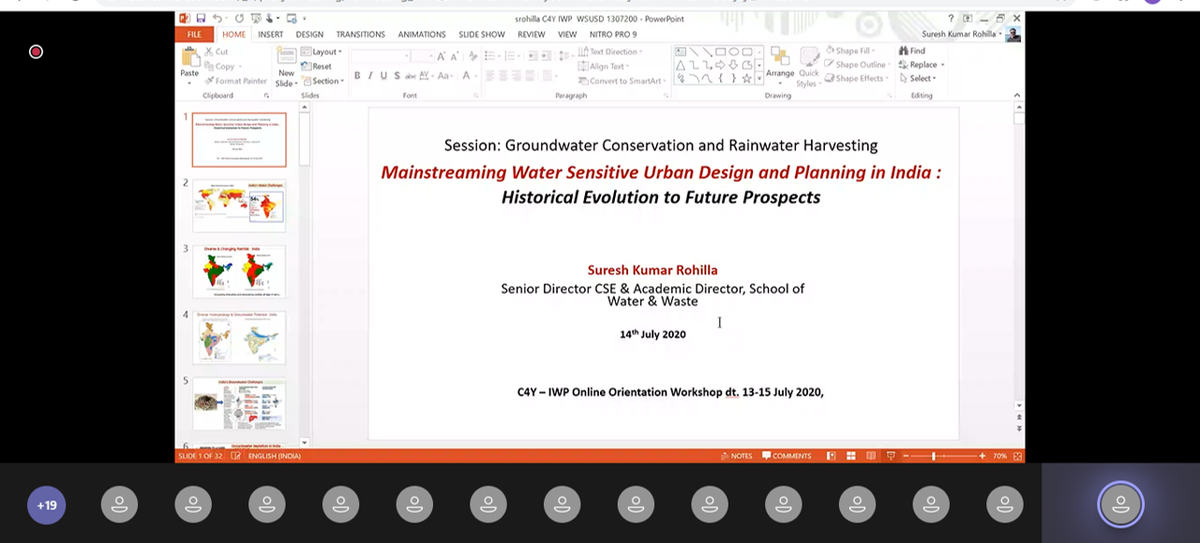 mahreen_matto's tweet photo. Day 2 of Online Orientation Workshop of C4Y-IWP Water Champions Youth Fellowship 2020 @skrohillacse  gives a detailed talk on how #Design &amp; #planning of Human settlement plays a key role in #groundwater conservation and #RWH @CSEINDIA #rainfall @WaterAidIndia #recharge https://t.co/ApfdhuDfOm