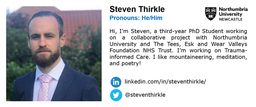 From  @NorthumbriaUni we have Steven, a 3rd year PhD student!