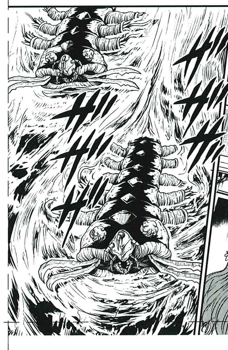 それにしても原作の藤澤先生はなかなかしんどい作画の
内容を要求してきますね♪♪巨大イソメがクルーズ船に大量にまとわりつくのは作画大変!(複数人で描くわけですが。)「BMネクタール」の「BM」も作画たいへんだったろうな～汗)と恐怖しますね…汗汗)とくに今回と後半、見て頂きたい～♪♪ 