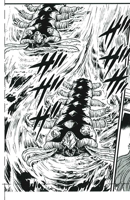 それにしても原作の藤澤先生はなかなかしんどい作画の
内容を要求してきますね♪♪巨大イソメがクルーズ船に大量にまとわりつくのは作画大変!(複数人で描くわけですが。)「BMネクタール」の「BM」も作画たいへんだったろうな～汗)と恐怖しますね…汗汗)とくに今回と後半、見て頂きたい～♪♪ 