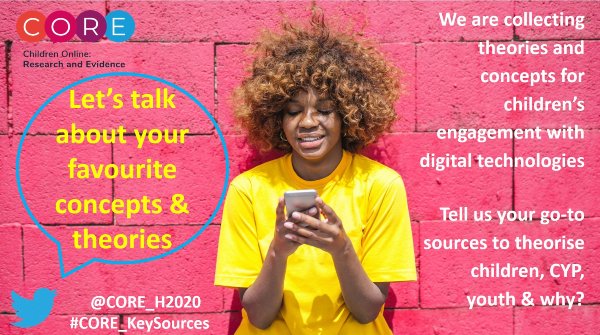 Livingstone_S's tweet image. Researchers: how do you define &amp;amp; #theorise #online? Do you call it #internet #digital #ICTs #technology #DigitalEnvironment?

Tell us your GO-TO #scholars to #conceptualise #online and why? Please add sources for our @CORE_H2020 annotated bibliography here docs.google.com/document/d/1CY…