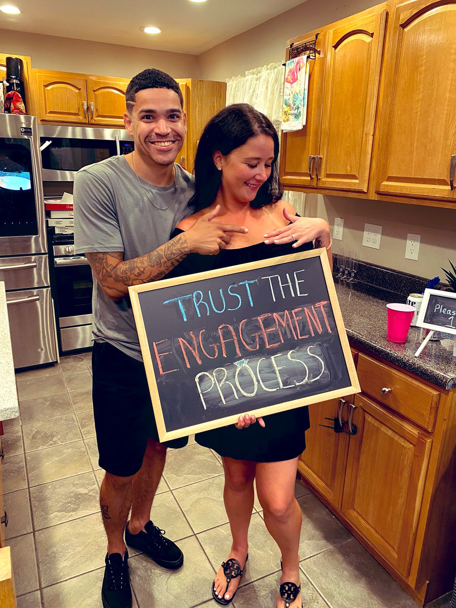 Misses_Cotter's tweet photo. Lucky for him, he didn’t have to figure out how to book halftime at a @sixers game 😜💍 #TrustTheProcess #thebestweekend https://t.co/3wpwX0dqU8