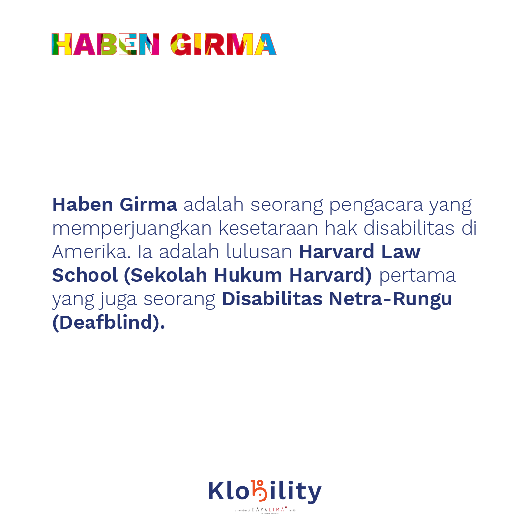 klobility's tweet photo. Menjadi seorang penyandang disabilitas bukanlah hambatan untuk mengubah dunia. Contoh nyatanya adalah seorang pengacara berprestasi dengan disabilitas sensorik asal Amerika Serikat. Dia adalah Haben Girma @HabenGirma .
#klobility #disabilitas #penyandangdisabilitas #inklusi https://t.co/9qX9bwtTsY