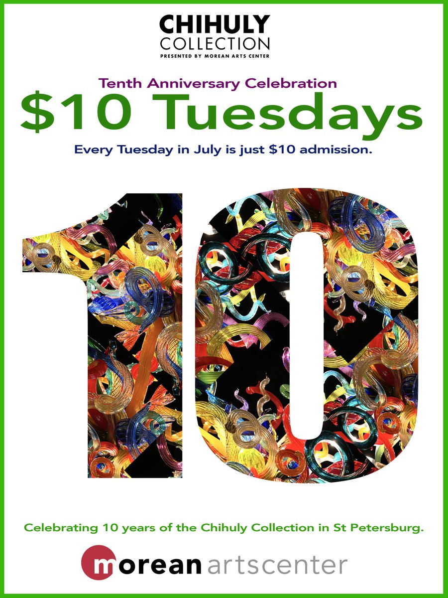 MoreanArts's tweet photo. All Day! $10 Tuesday at the Chihuly Collection! #chihuly #morean #$10Tuesday #Stpete https://t.co/1otyUA9BKy