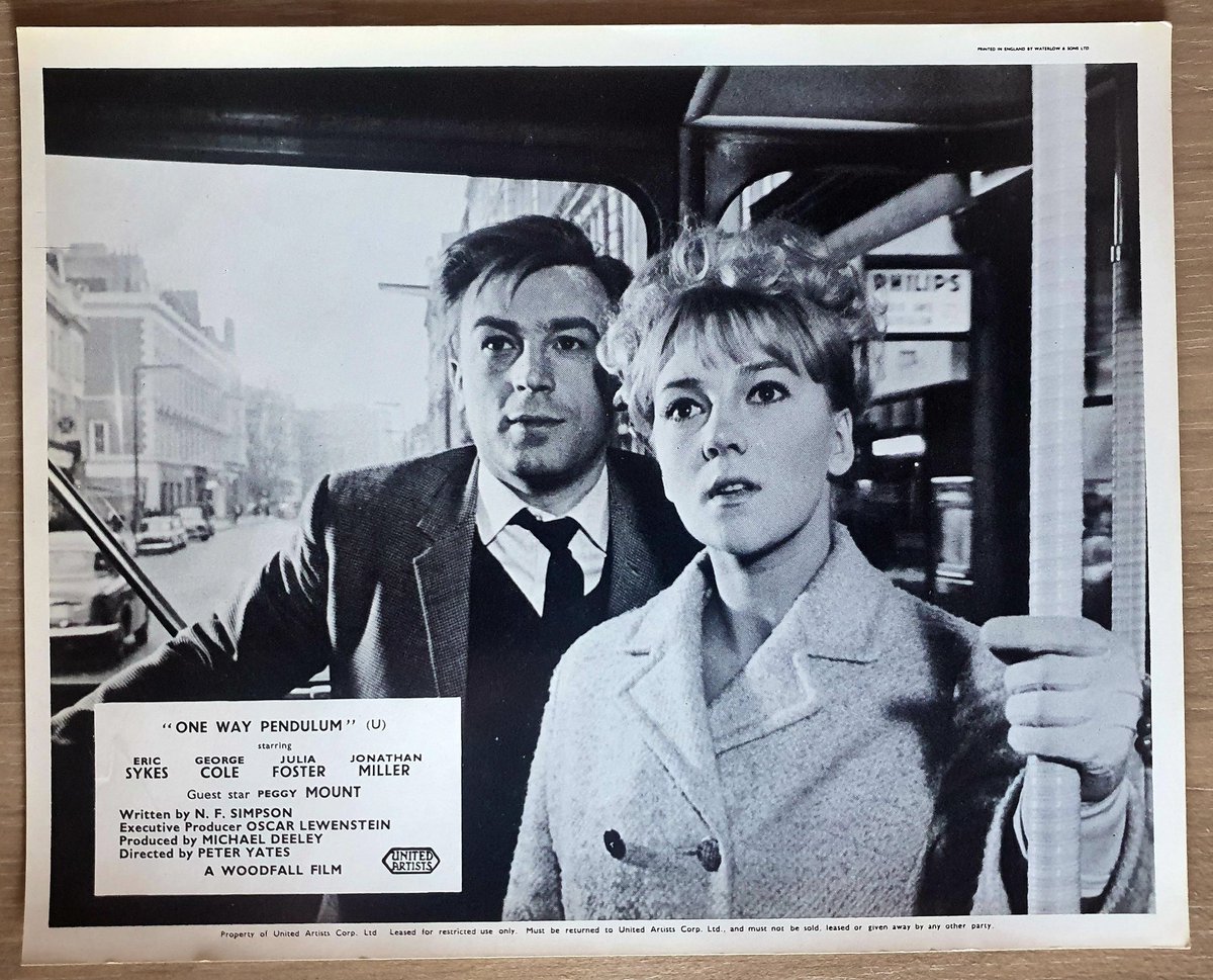 JohnAPHewer's tweet photo. Sharing some lobby cards of the lesser known curio #OneWayPendulum. From the mind of #NFSimpson. So surreal. Unforgettable film. One for @networktweets perhaps?? #JohnComedyPosters https://t.co/cb31ZYJGzn