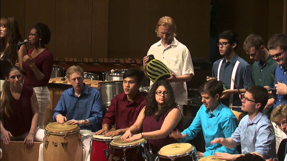 UNTCoM's tweet image. IN CONCERT FROM THE ARCHIVES: AFRO-CUBAN ENSEMBLE: A series of student ensemble performances of the UNT College of Music: Cuba y España, Los Muñequitos de Matanzas (Rumba Yambú/Flaménco; Cuba) adapt. by José M. Aponte.   tinyurl.com/ybrnkhwu @JohnWRichmond2 @UNTsocial