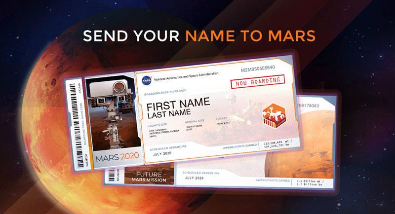 NASA_Marshall's tweet photo. More than 10 million people signed up to add their name to the @NASAPersevere rover – now, it's time to get your 'boarding pass' for @NASA's next Mars mission >> https://t.co/eUb2Ap91WJ https://t.co/NQ6utMgt9i