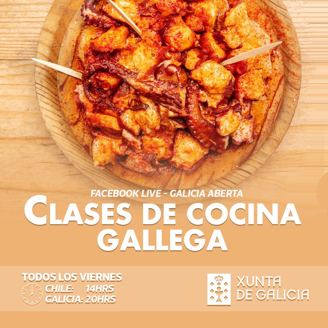 ¡DELICIOSO! 🤤
.
Desde este viernes 17 y todos los viernes hasta septiembre serán de exquisita cocina gallega ¡No te pierdas las aulas en el FB Live de <a href="/GaliciaAberta/">GaliciaAberta</a>! 
.
⏰ 14hrs (20hrs de Galicia)
📆  Viernes 17 de julio
.
Más info 👉 bit.ly/30bJ6DC