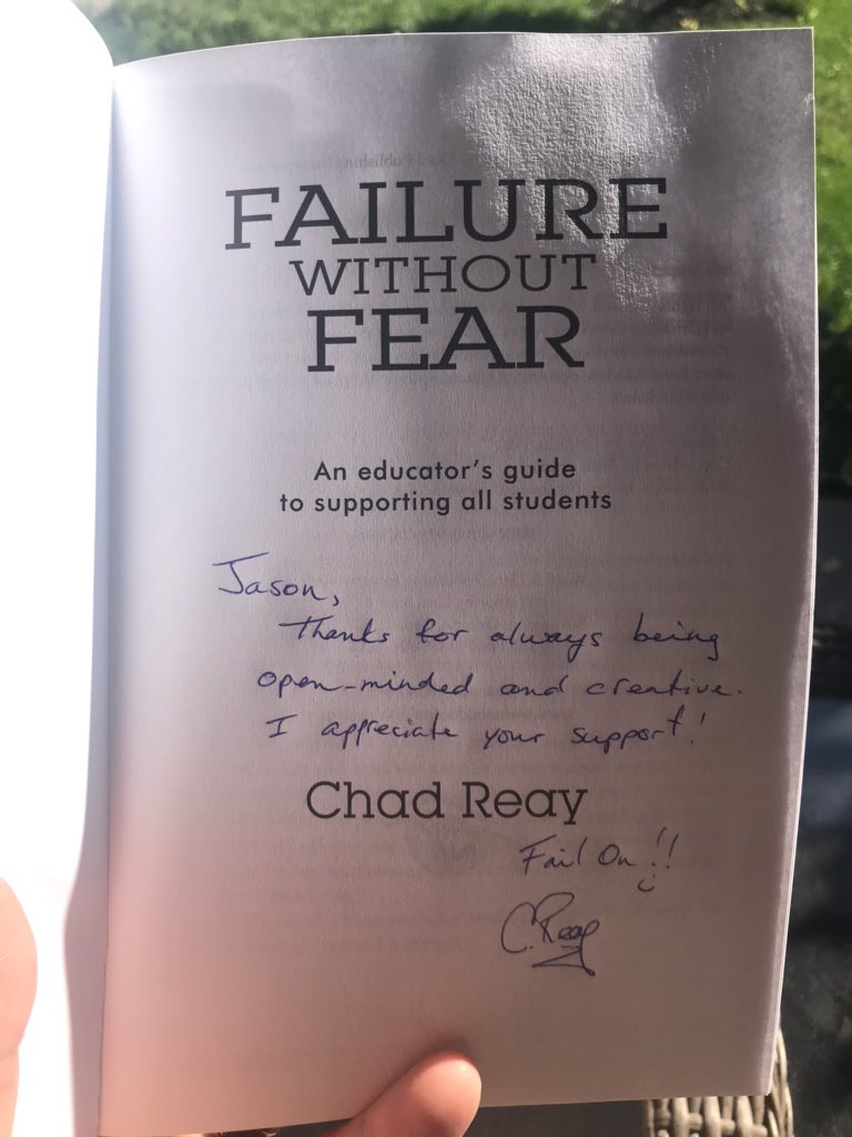 Mister_Boyce's tweet image. So stoked for my summer read from @Chadreay, #FailureWithoutFear. I’m excited to read a book from a man who walks the walk AND talks the talk. “Nobody wants to fail, and NOBODY wants to be considered a failure. But what if we reimagined failure as something positive?”  #FailOn