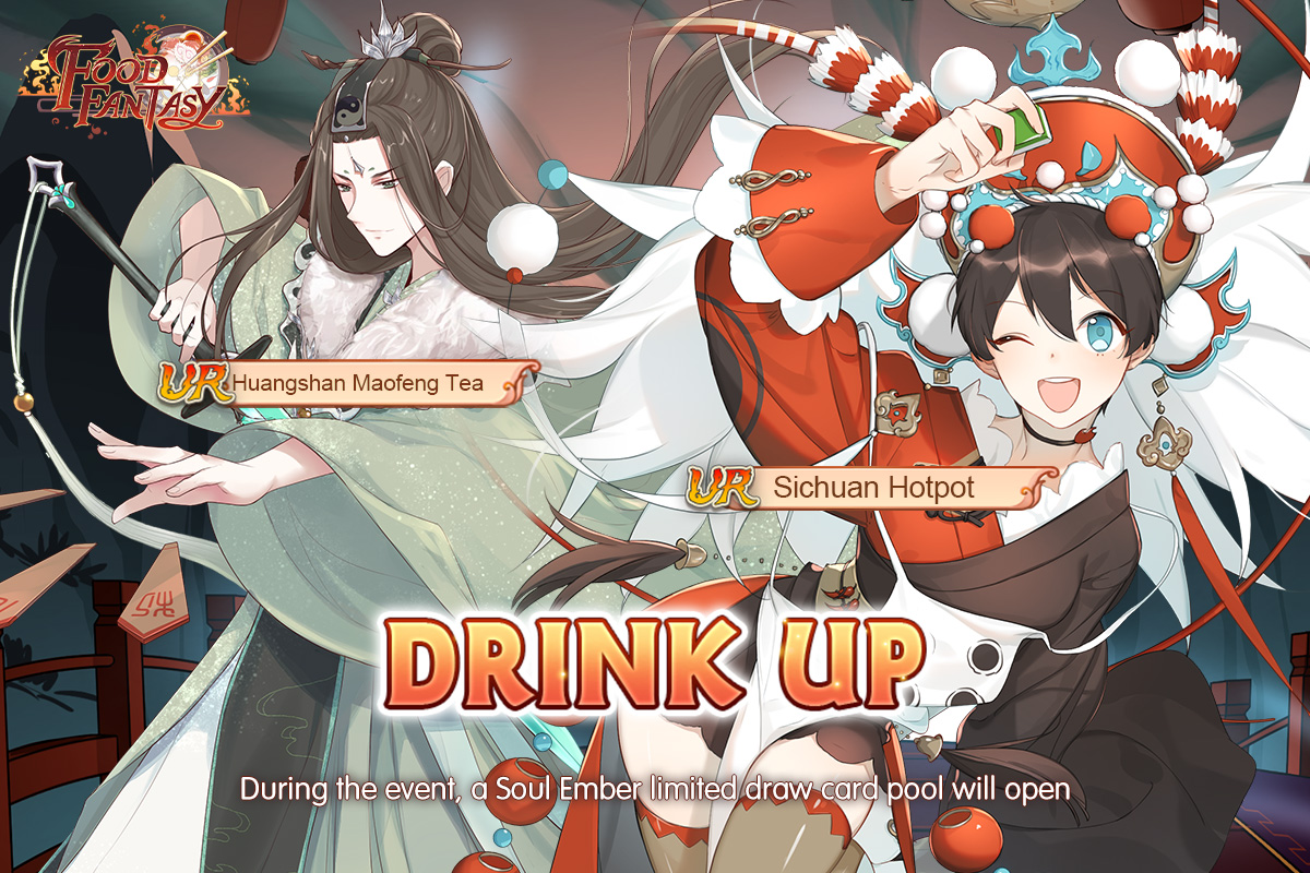FoodFantasyGame's tweet photo. Hi, dear master attendants!
Drink Up and Flaming Wings are about to open! Two time limited card pools online for a week!! 😍😍😍
⏰⏰⏰ Event duration ⏰⏰⏰ 07/15/2020 -07/21/2020(UTC) https://t.co/fKhd0AYS5H