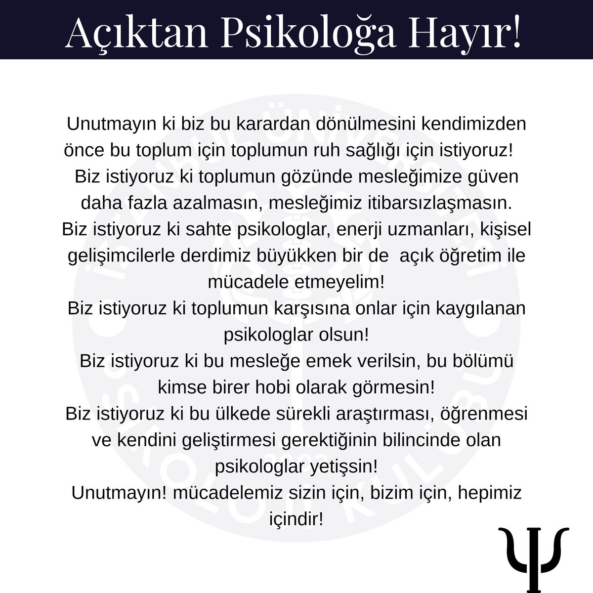 #acıktanpsikoloğaHAYIR #acıkoeğretimdepsikolojiolmaz