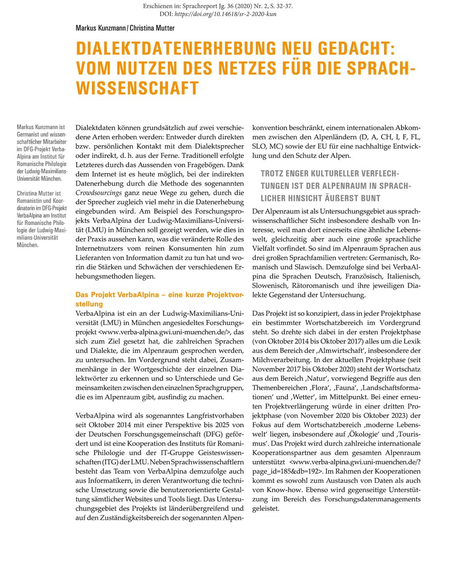 IDS_Mannheim's tweet photo. Im akt. #SPRACHREPORT wird d. Projekt @VerbaAlpina d. @LMU_Muenchen, das Sprachen &amp; #Dialekte im #Alpenraum über Landesgrenzen hinaus erforscht, vorgestellt. Sind Sie schon dem Aufruf zum #Mitmachen gefolgt? Infos z. Teiln. im Artikel &amp; auf d. Projektseite
https://t.co/N0EWikvc5s https://t.co/YgjLA6Wdef