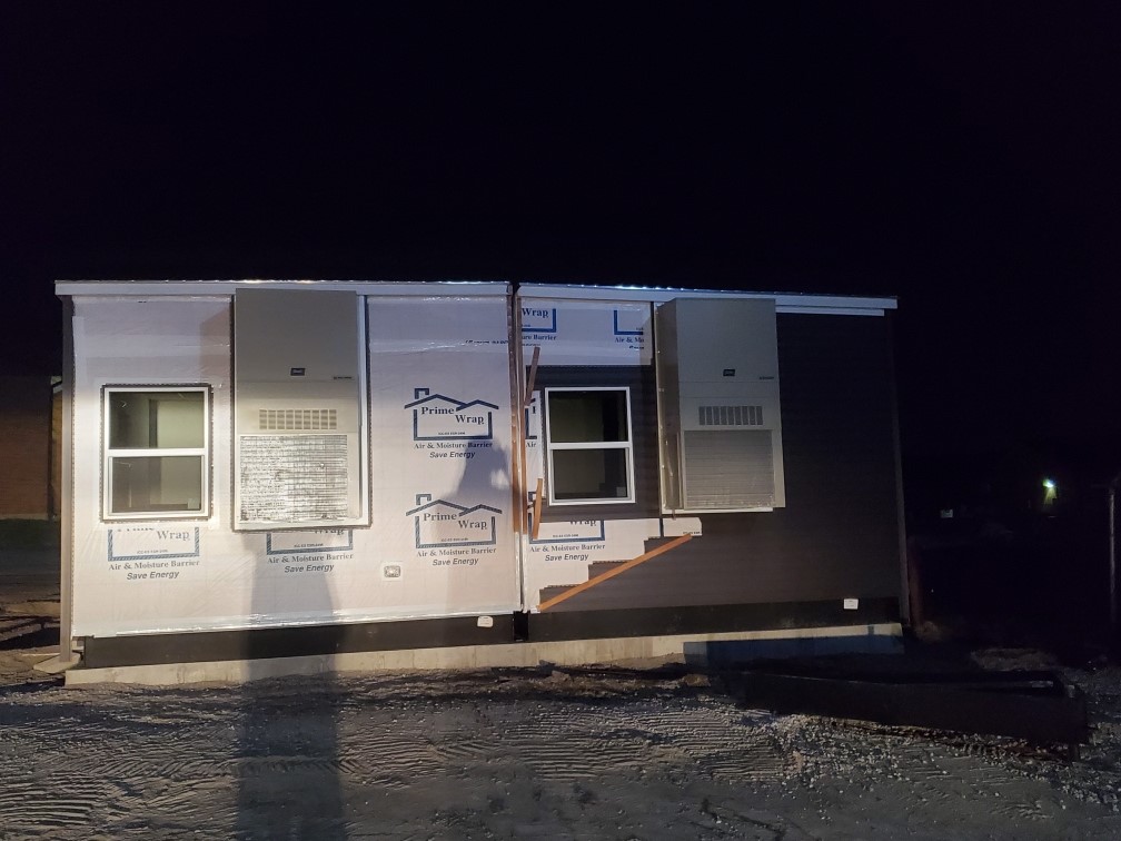 innovatemodular's tweet image. We stay until the work is done! The set for these units took us into the night, but they are complete. Next up-finishes, power, plumbing, stoops/ramp and awning! Check back to see how these #modulars look with all of the finishing touches :) Woodland-Gurnee, IL. 
#IMS #IMSModular