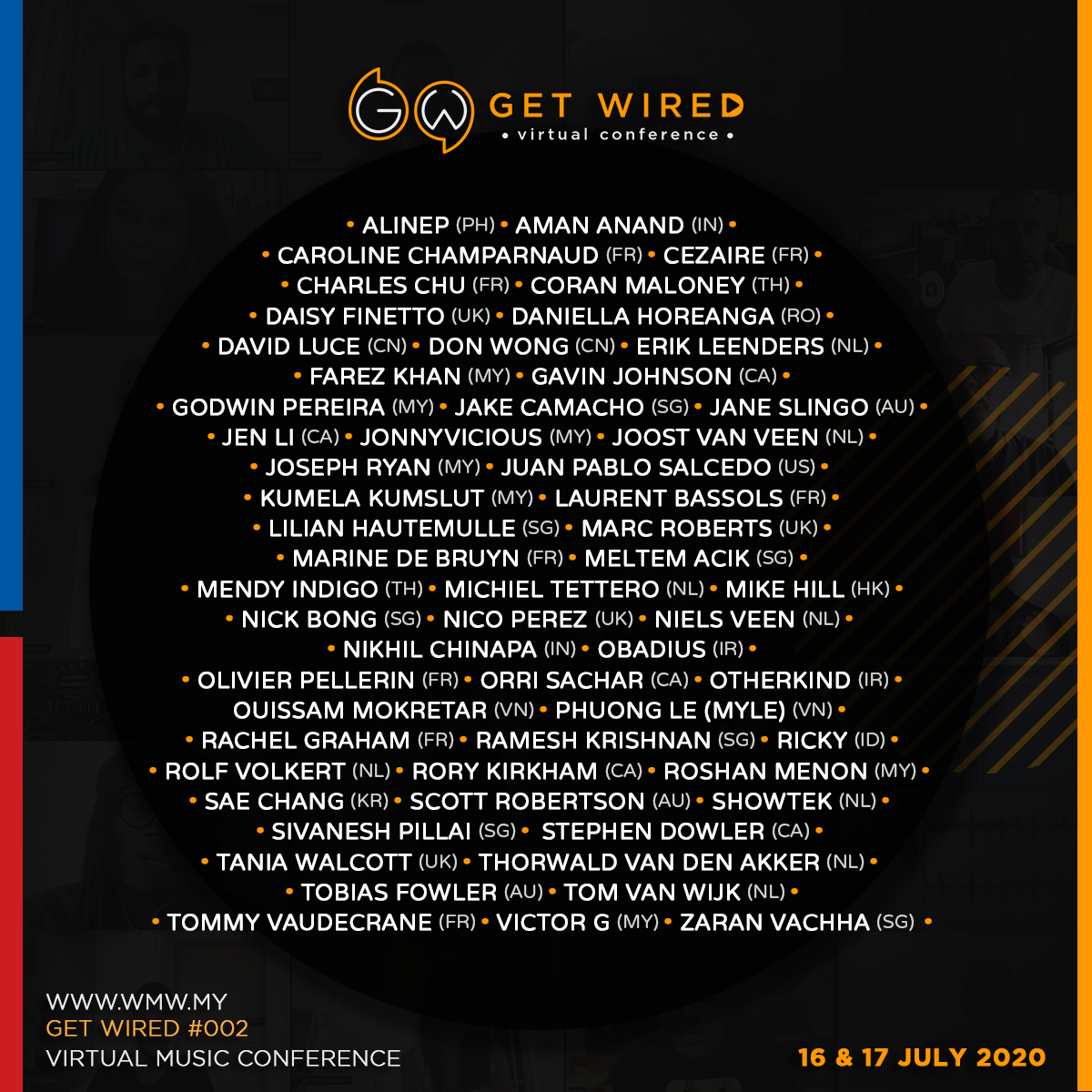 Wired Music Week Presents Get Wired 002 Full Line-Up
An Amazing List Of 60 Speakers From 17 Countries Over 2 Days.

We Are Deeply Proud Of This Line-Up And So Honoured To Have Some Of The Industry’s Best On Board To Share Their Insights And Knowledge With You.

#GWC2020 #GetWired