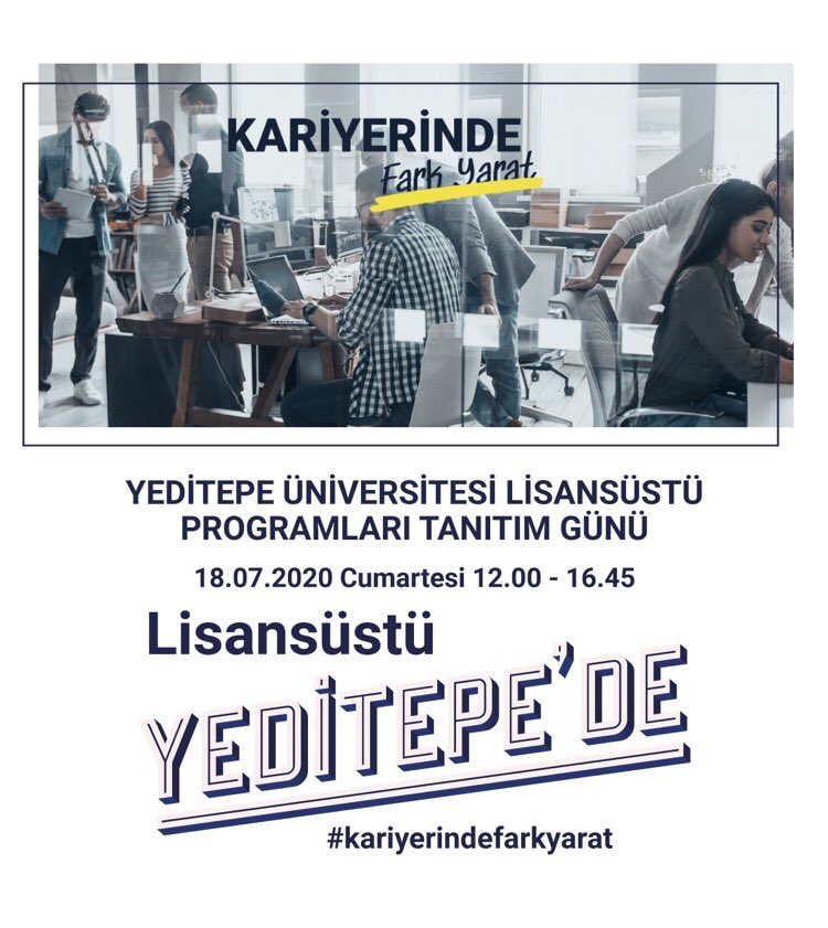18 Temmuz cumartesi, saat 13.00’te Uluslararası İlişkiler (Fransızca) Tezli Yüksek Lisans Programı tanıtımına davetlisiniz! 
Detaylı bilgi ve kayıt için Yeditepe Üniversitesi web sayfasını veya Instagram hesabını ziyaret edebilirsiniz.<a href="/YeditepeUni/">YeditepeÜniversitesi</a> 
#yeditepeüniversitesi