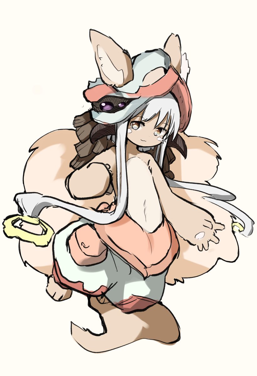 nanachi (made in abyss) furry 1other animal ears solo tail simple background full body  illustration images