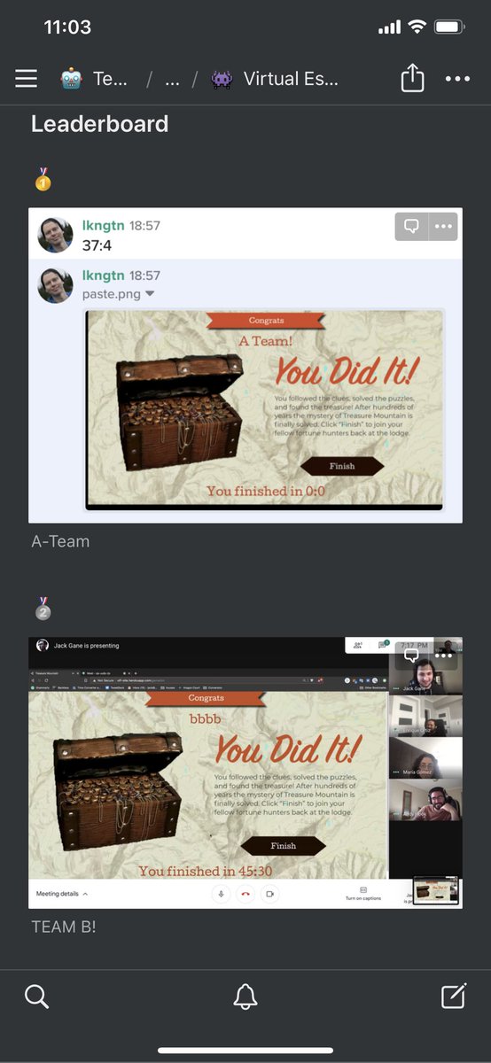 It was around 1h and we had so much fun. I had some friends coworking at home & they were very confused at me shouting & laughing to my screenHere’s the leaderboard. Of couse, the unfairly smarter team of  @promaty0,  @lkngtn,  @bingentxu,  @facuspagnuolo won 