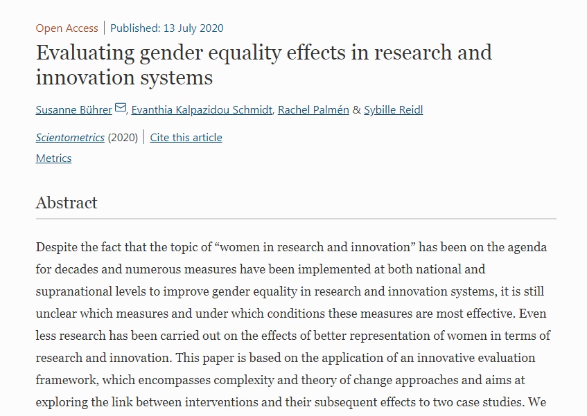 📣Article on the #GenderEquality impacts and the effects in R&amp;I of programmes aimed at increasing women’s participation in the #science system. <a href="/efforti_eu/">efforti_eu</a> #EvaluationFramework

✍️ Susanne Bührer, Evanthia Kalpazidou Schmidt, @Rachelpalmen, Sybille Reidl
📥bit.ly/2AVzLas
