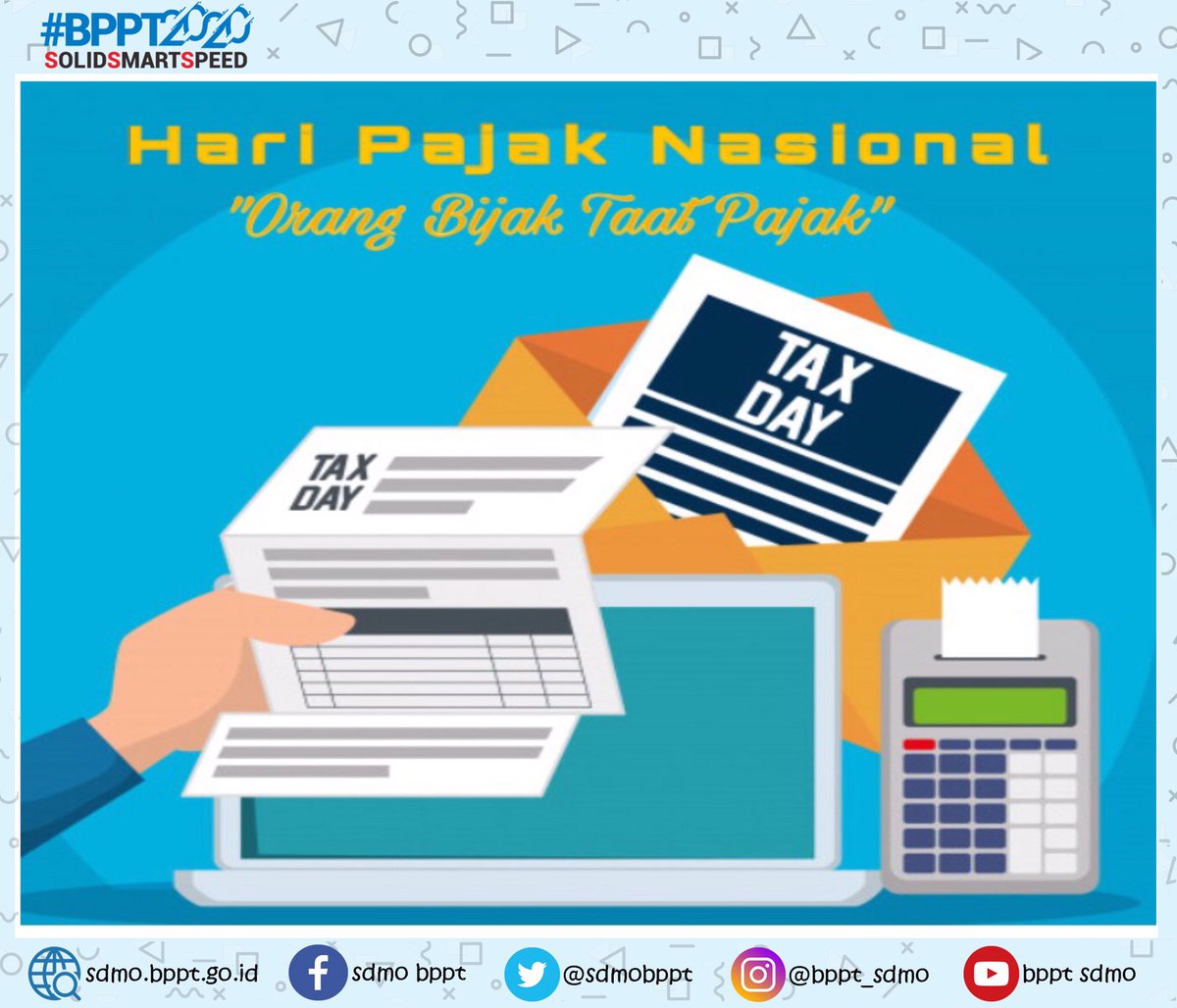 SdmoBppt's tweet photo. 14 Juli 2020
Selamat Hari Pajak Nasional...
.
Sebagai warga negara yang baik kita harus taat bayar pajak, hal itu menujukan bahwa kita ikut dalam partisipasi untuk kemajuan negara Indonesia
.
Mari taat pajak^_^
.
#haripajaknasional
#bpptsdmo
#bpptsolidamartspeed
#aoc_sdmo https://t.co/uoW0pHuIcr