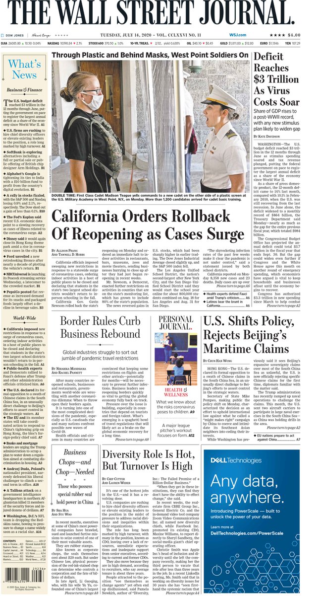 WSJ's tweet photo. Take an early look at the front page of The Wall Street Journal https://t.co/5xQPDOUKJQ https://t.co/tAa59Iabif