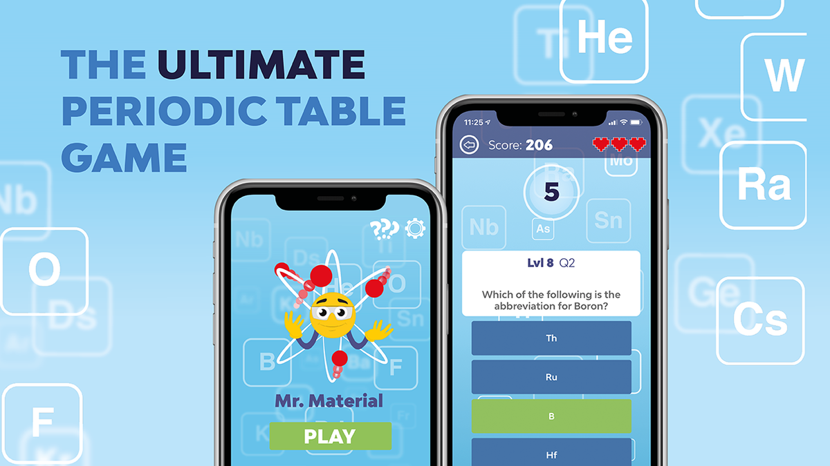 Goodfellowltd's tweet photo. Can you rank above your peers on the Mr. Material periodic table game? Test your periodic table knowledge now to find out! 🧪📱
App Store - https://t.co/isRvbV61U6
Google Play - https://t.co/VmSXI3nlvA
#STEM #periodictable #science #STEMgame #scientist #research https://t.co/MlBFrs3jrv