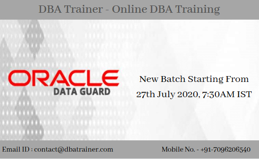 DBA_Trainer's tweet photo. We are starting new batch for Oracle Dataguard 12c from 27th July 2020, 7:30AM IST

Course Duration: 30 Hours

Training Mode: Online

For More visit Info: https://t.co/nR0iM1O7Ul

Join Zoom Meeting:
https://t.co/dAcHvKEhDl https://t.co/lmavB3Vx8C