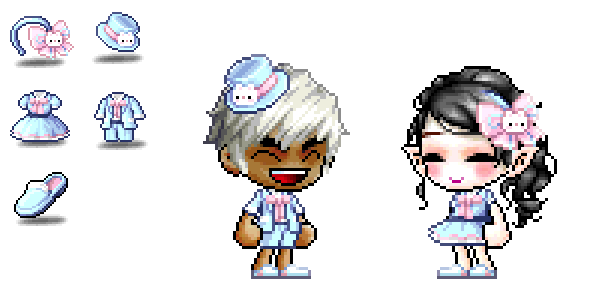 ぽすとも Postomo 空色クマ衣装セットはこんなカンジ イメージを描いてみた ショップ格納okで 無期限なら買いｗ 公式生放送でこういう質問すればいいんだな モデル Postomon Shizuto02 メイプルストーリー Maplestory イラスト お絵描き