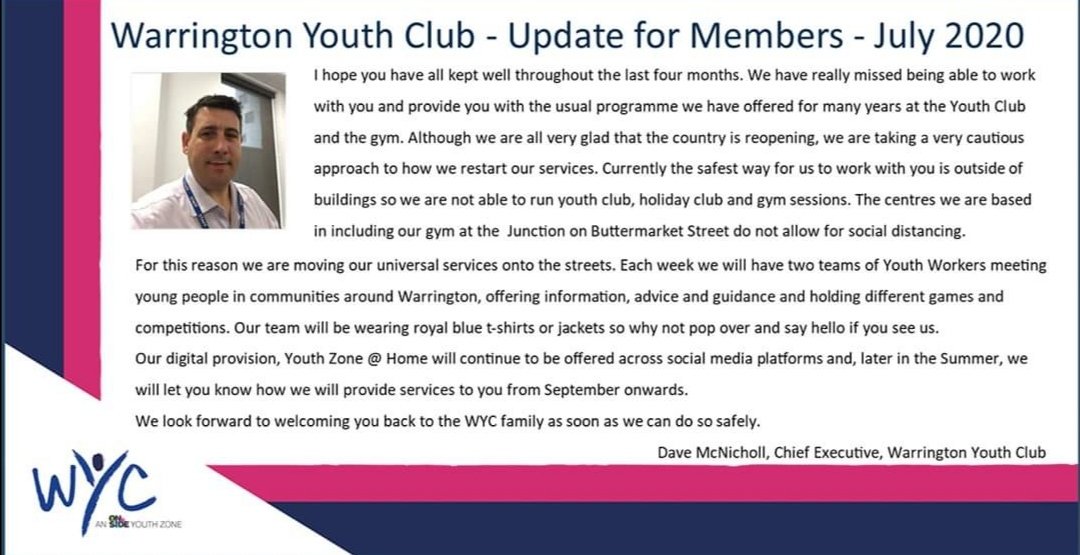 Our CEO, Dave McNicholl, has an update for our members this morning on WYC services.
