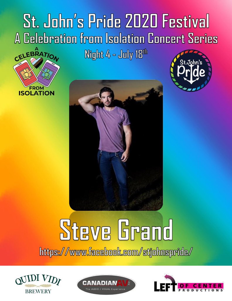Don’t miss my performance for <a href="/StJohnsPrideNL/">St. John's Pride</a> on July 18. It will be streaming LIVE here: 
FaceBook.com/StJohnsPride