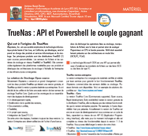 JM2K69's tweet image. Cette été profitez pour lire le HS de #Programmez avec un article sur le couple gagnant #PowerShell et #TrueNas une configuration simplifiée.
 #mvpbuzz  #API @PowerTrueNas