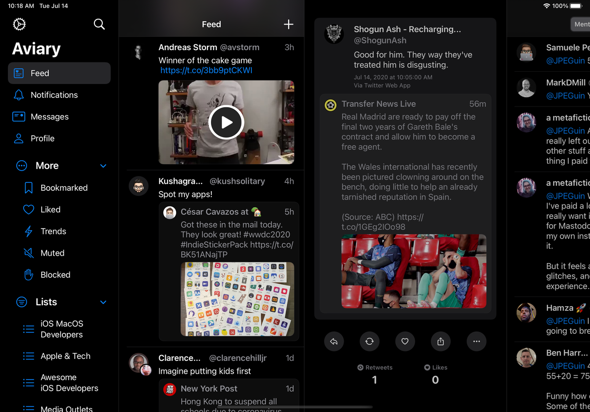 I& #39;ve recreated the way quote tweets look (scrolling within a scroll view felt odd as per my previous tweet) and added video viewing.  @AviaryTheApp& #39;s starting to come together nicely.