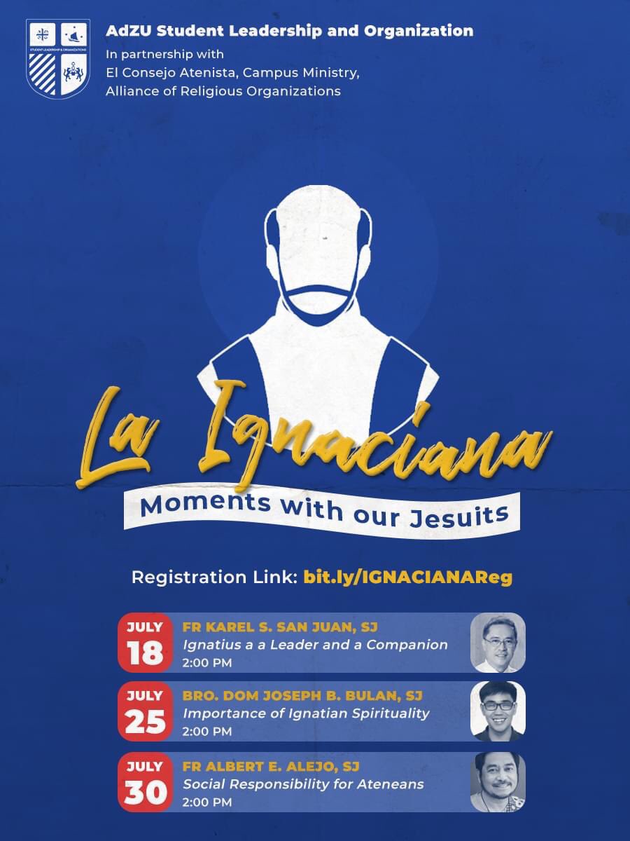 AdZULeaderOrgs's tweet photo. ❤️💛 Celebrate St. Ignatius Month with LA IGNACIANA! ❤️💛

Join our Jesuits as we celebrate St Ignatius Month through our online webinars!

📎 To register for our webinars, just go to: https://t.co/8d0g1ZpUTD 

This is in partnership with @ADZUECA, CMO, and ARO. https://t.co/ckRlvNpUlX